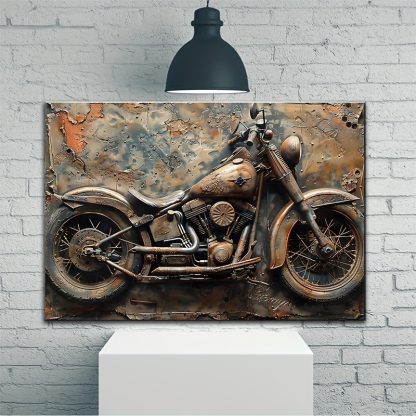 1pc 2D Wood Frame Canvas Painting Motorcycle Mural Art Prints for Home Decoration, Living Room, Bedroom, Bathoom and Tub, Holiday Party Decoration, Gift, Ready to Hang