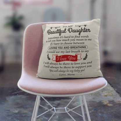 1 Cute Love Quote Pillow Cover - Soft Linen Sofa Bed Decor for Daughter's Room, 18x18 Inch, Short and Heartfelt - Perfect Daughter's Birthday Gift, Pillow Insert Not Included