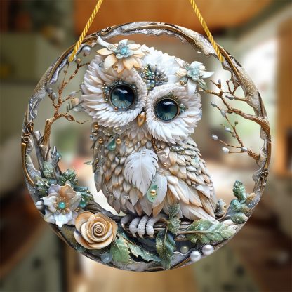 1pc Charming Owl Sun Catcher Round Wall Decor Whimsical Home and Outdoor Decor Perfect for Living Room Bedroom Kitchen Unique Gift for Friends