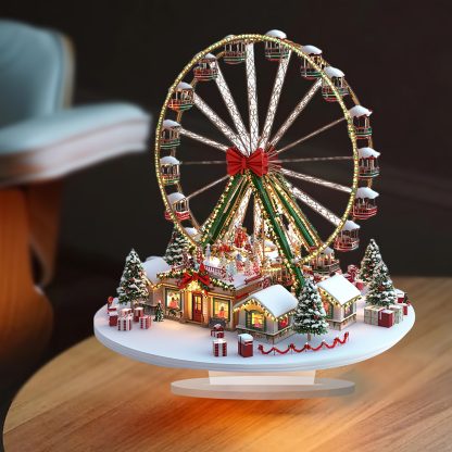 D Flat, 1 Piece Whimsical Acrylic Christmas Village Igloo Ferris Wheel Decorative Sign and Plaque - Versatile 2D HD Art Building Theme Decorative Statue for Home, Office, Coffee Shop - Ideal Gift for Christmas and New Year Decorative Sign Room Decor, Wall Decor and Seasonal Decor Plague