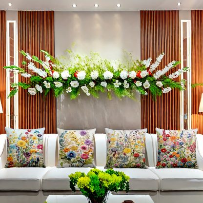 4-Pack Country Floral Pillow Covers, Hypoallergenic Polyester Blend, Machine Washable, Zippered 2D Floral Pattern, 18 Inch Decorative Cushion Covers for Home and Car, Rustic Bedroom and Living Room Decor - Pillow Inserts Not Included