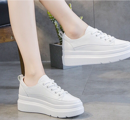 Small white shoes autumn and winter shoes network red leather small white shoes 2023 thick sole increase student women's shoes fashion shoes summer