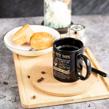 Four Seasons Black 11 oz Mug, Carefully designed to create an inspiring gift, Leading Wolf, for friends, family, father, son, holidays, birthday gifts, Christmas gifts