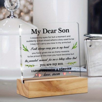 Gifts from mom to son, for my son, I closed my eyes but for a moment desk decoration son acrylic desk plaque sign with wooden stand home office desk table sign keepsake - Image 2