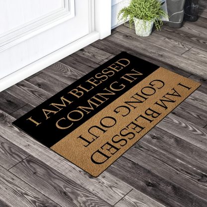 Blessings Inspirational Quotes Doormat, Quick Dry Polyester Crystal Velvet Mat with Non-Slip Backing, Entrance Indoor Rug, I Am Blessings Outgoing Blessings Doormat Home Decor