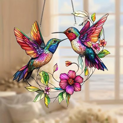 Hummingbird 2D Flat Acrylic Suncatcher - 8" x 8" Christmas Decoration, Perfect Gift for Women and Best Friends, Unique Holiday Room and Wall Decor, Ideal Housewarming Gift